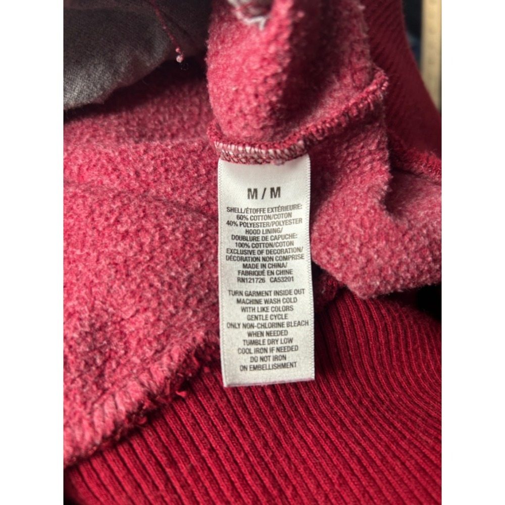 Aeropostale Mens Full Zip Hoodie Burgundy Red Aero 87 Varsity Striped Sweatshirt - Picture 5 of 5